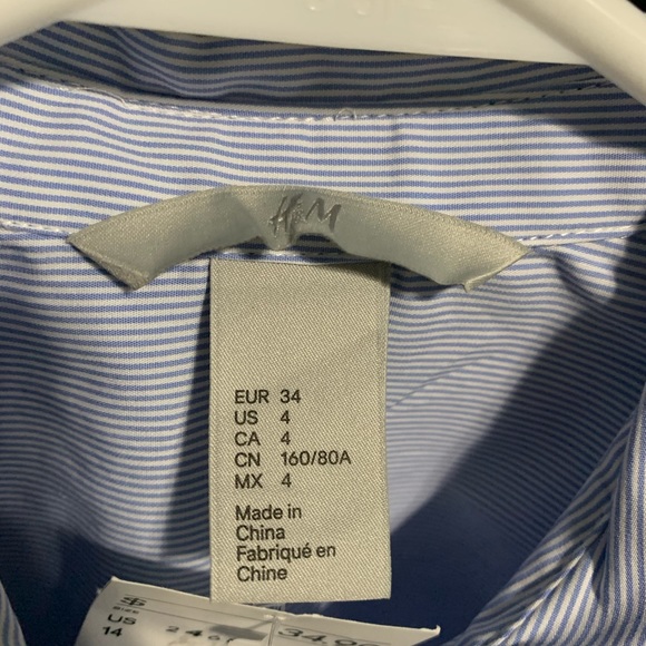 NWT! H&M Blue & White Striped Button Down Shirt - Picture 3 of 11